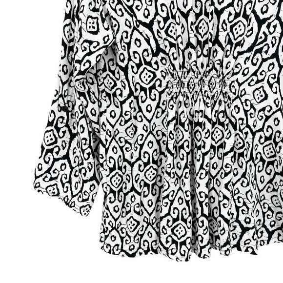 SOFT SURROUNDINGS Tunic Blouse Button Long Sleeve Black White 38291 Shirt - Picture 4 of 9